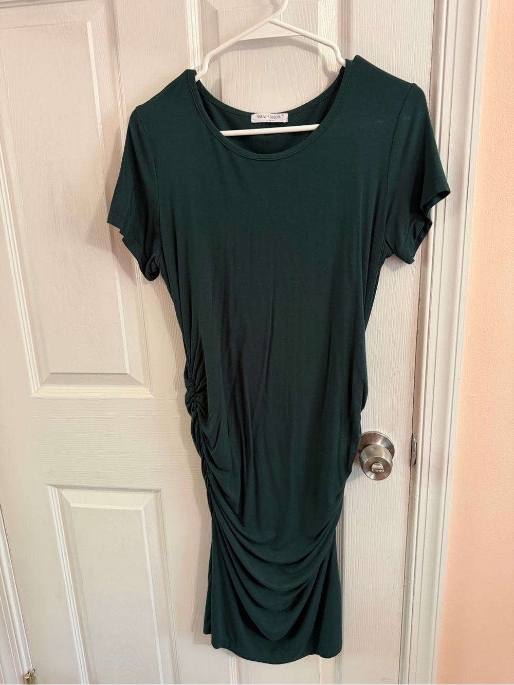Maternity Dark Green Ruched Side Tee Dress